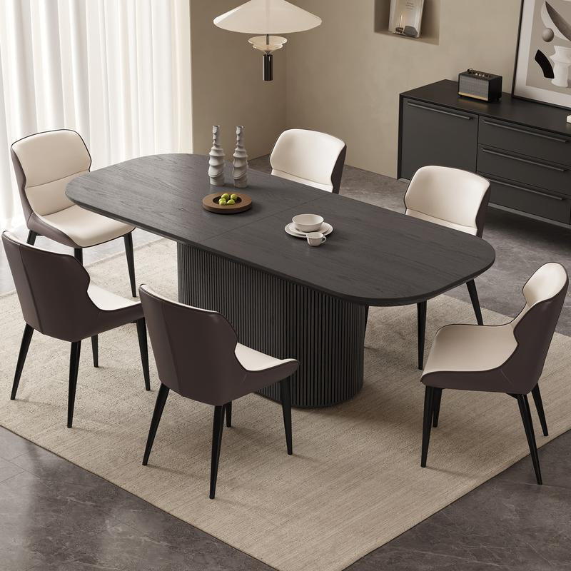 (Multiple Packages) Guyii Black Grey Oval Dining Table Set with 4-8 Chairs Modern Kitchen Table Sturdy Base Spacious Top Easy Assembly Perfect for Dining Room Bar Living Room Wooden Tabletop