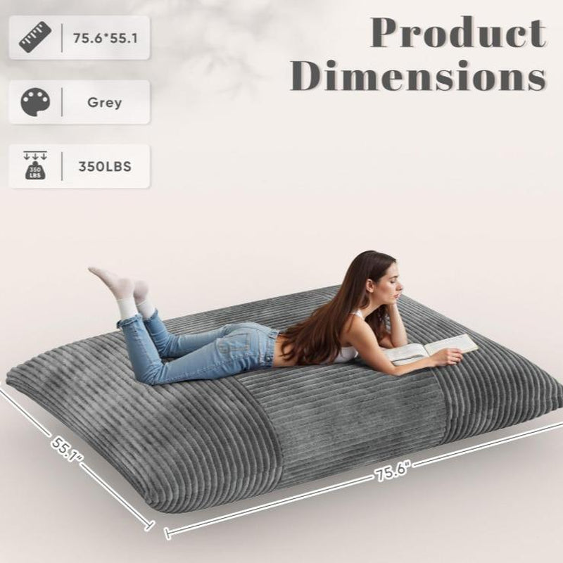 HOMALL 3 in 1 Giant Bean Bag Chair for Adults, Convertible Bean Bag Floor Couch Bed with Washable Cover, High-Density Foam Chair Bed for Living Room, Dorm Room, Office