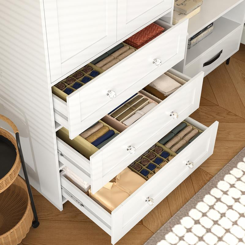 VOWNER Freestanding Wardrobe, 71" High Closet with 2 Doors and 3 Drawers, Bedroom, Living Room
