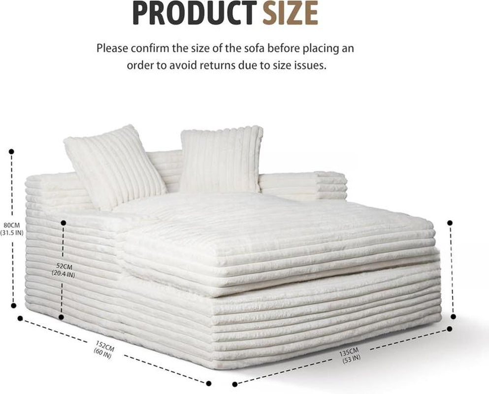 【3 Package Shipped & Black Friday】Chaise Lounge Chair Indoor Bedroom, Oversized Chaise Lounge Sofa Upholstered Soft Short Plush Cloud Couch Sofa Bed Sleeper Chair for Living Room with 2 Throw Pillows, Easy to Install