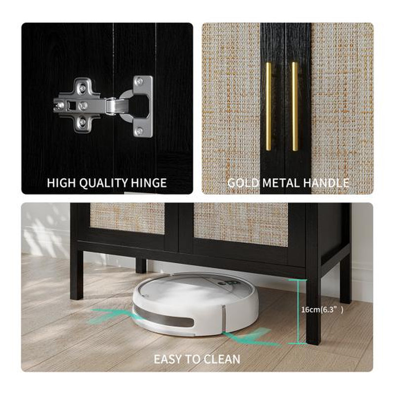 VOWNER 31.5'' Rattan Storage Cabinet for Hallway Living Room Buffet Cabinet Sideboard Cupboard