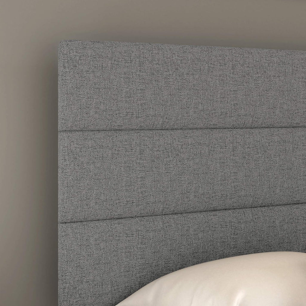 Ravenna Grey Linen Full Size Fully Upholstered Platform Bed Frame with Adjustable Headboard - Qualified Box Spring or Foundation Required for Use