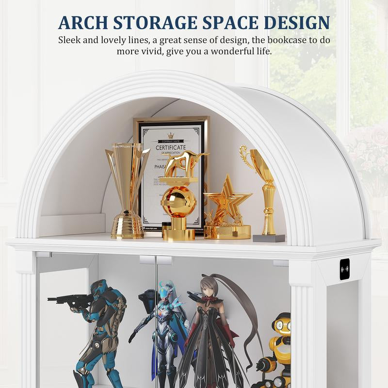 MIU Farmhouse Display Cabinet with Doors,Drawer & Adjustable Shelves, 71” Tall Bookshelf Modern China Storage Kitchen Pantry for Living Room,Office