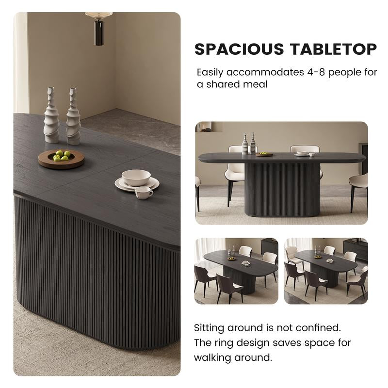 (Multiple Packages) Guyii Black Grey Oval Dining Table Set with 4-8 Chairs Modern Kitchen Table Sturdy Base Spacious Top Easy Assembly Perfect for Dining Room Bar Living Room Wooden Tabletop