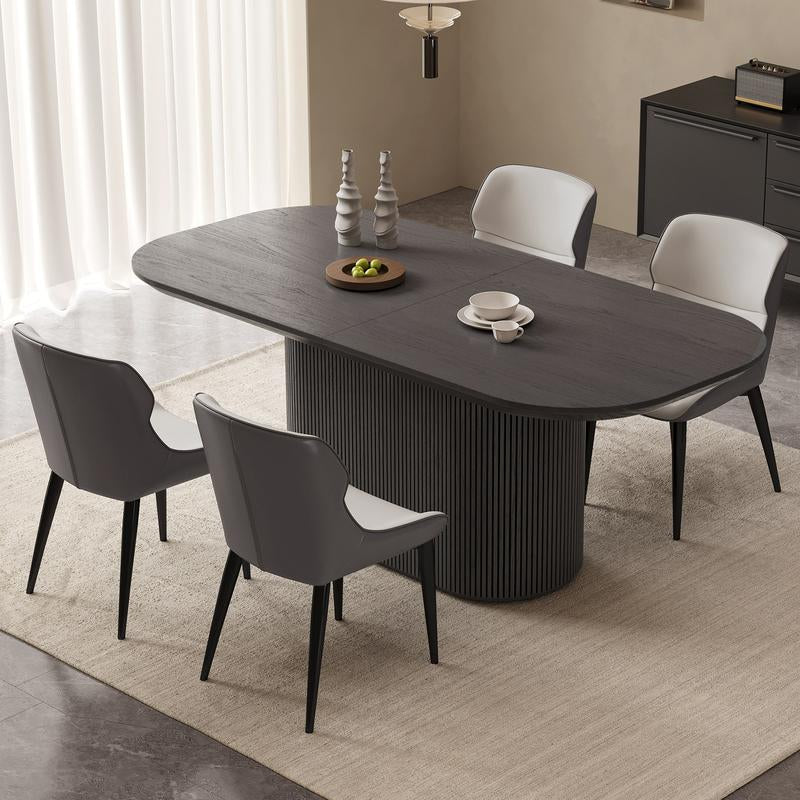 (Multiple Packages) Guyii Black Grey Oval Dining Table Set with 4-8 Chairs Modern Kitchen Table Sturdy Base Spacious Top Easy Assembly Perfect for Dining Room Bar Living Room Wooden Tabletop