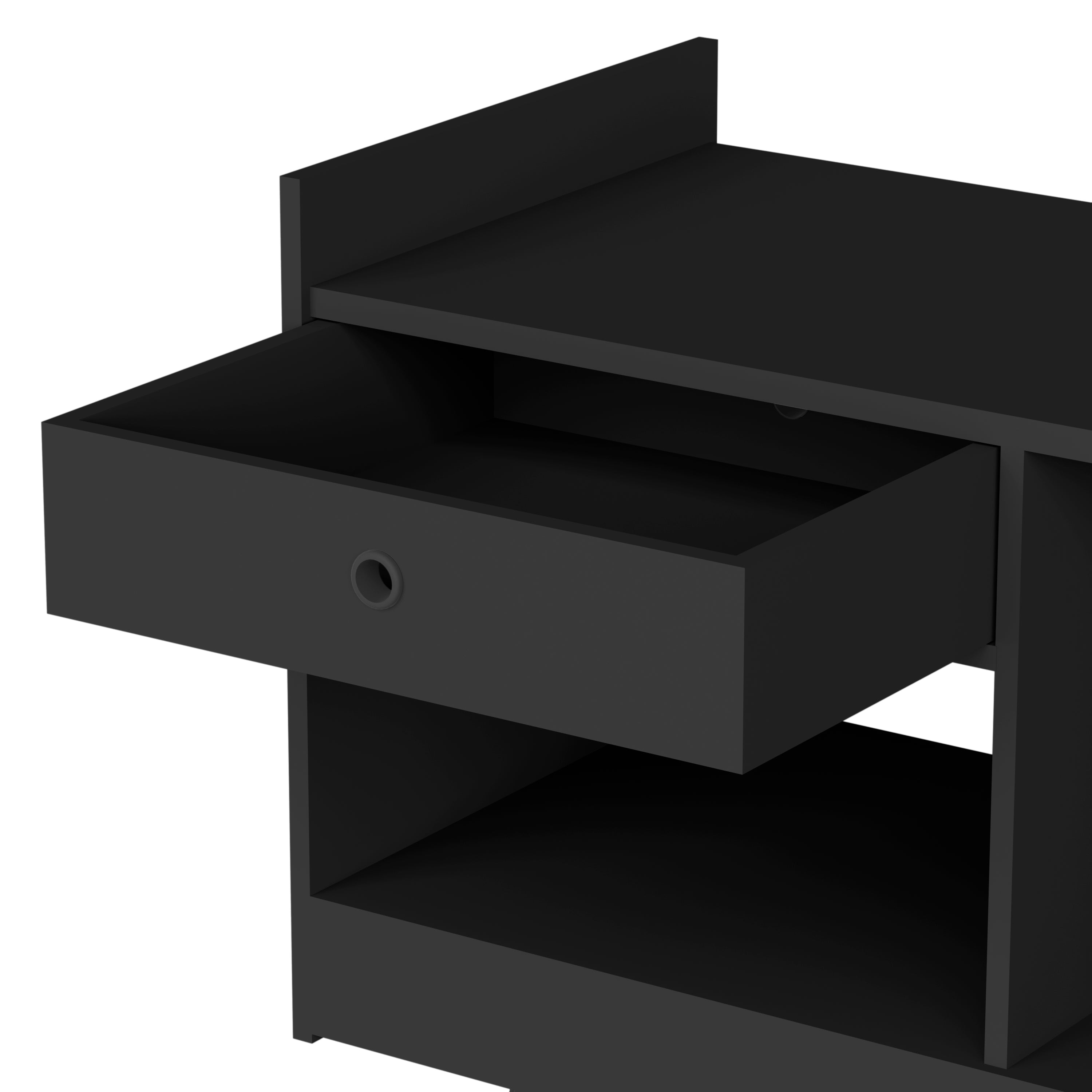 Boahaus Evershot Bar Cabinet with Open Shelves & Wooden Legs | Modern Design