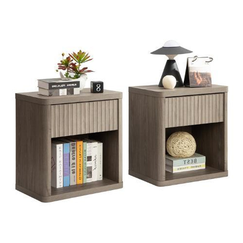 SICOTAS Nightstand Set of 2 with Drawer, Modern Wide Bedside Table for Bedroom, 22.7 X 15.4 X 24.1 Size Mid-Century End Table with Storage, Sturdy Night Stand for Sofa, Couch, Living Room, Office