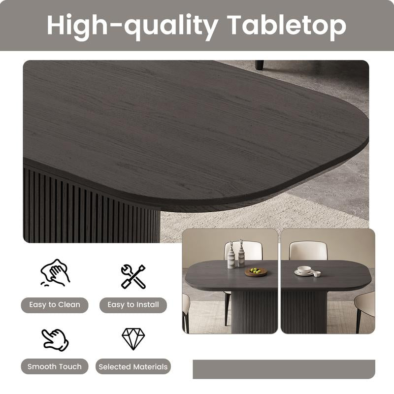 (Multiple Packages) Guyii Black Grey Oval Dining Table Set with 4-8 Chairs Modern Kitchen Table Sturdy Base Spacious Top Easy Assembly Perfect for Dining Room Bar Living Room Wooden Tabletop