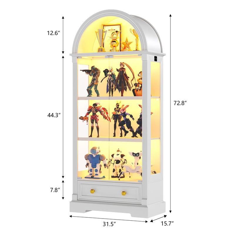 MIU Farmhouse Display Cabinet with Doors,Drawer & Adjustable Shelves, 71” Tall Bookshelf Modern China Storage Kitchen Pantry for Living Room,Office