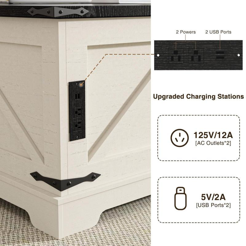 [Tiktokshopblackfriday] Vabches Farmhouse Lift Top Coffee Table with Storage, Wood Square Center Table with Charging Station, Rustic Cocktail Tables with Flip Top Lids for Living Room, Home Office, Modern Black