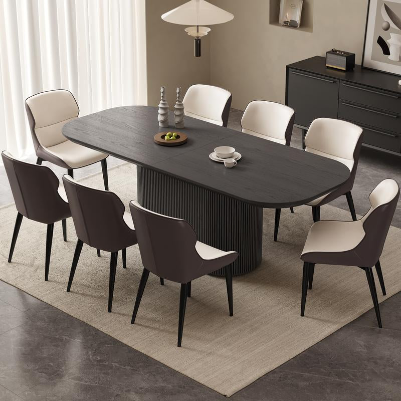 (Multiple Packages) Guyii Black Grey Oval Dining Table Set with 4-8 Chairs Modern Kitchen Table Sturdy Base Spacious Top Easy Assembly Perfect for Dining Room Bar Living Room Wooden Tabletop