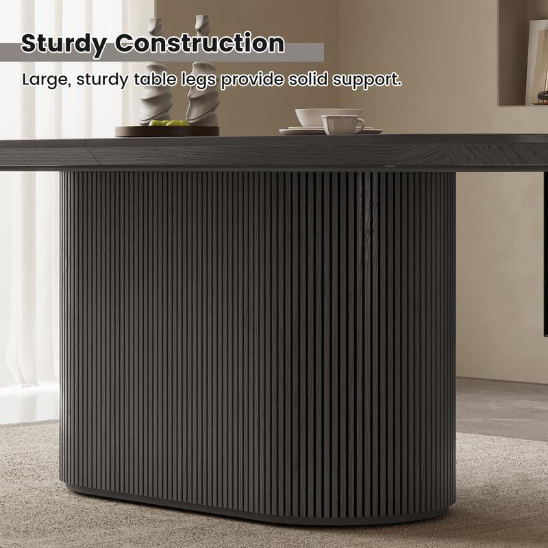 (Multiple Packages) Guyii Black Grey Oval Dining Table Set with 4-8 Chairs Modern Kitchen Table Sturdy Base Spacious Top Easy Assembly Perfect for Dining Room Bar Living Room Wooden Tabletop