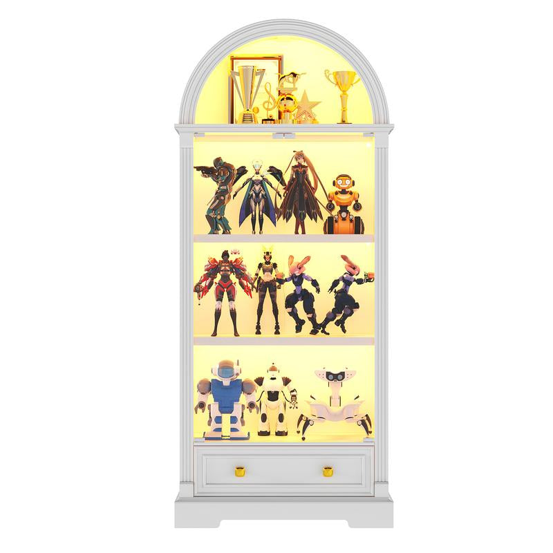 MIU Farmhouse Display Cabinet with Doors,Drawer & Adjustable Shelves, 71” Tall Bookshelf Modern China Storage Kitchen Pantry for Living Room,Office