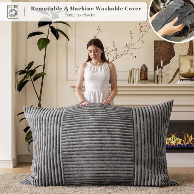 HOMALL 3 in 1 Giant Bean Bag Chair for Adults, Convertible Bean Bag Floor Couch Bed with Washable Cover, High-Density Foam Chair Bed for Living Room, Dorm Room, Office