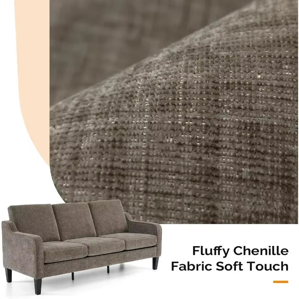 Sofas for Living Room Couch 71" Small Sofa Brown Couch Mid Century Modern Couches 3 Seater Comfy Couch Upholstered