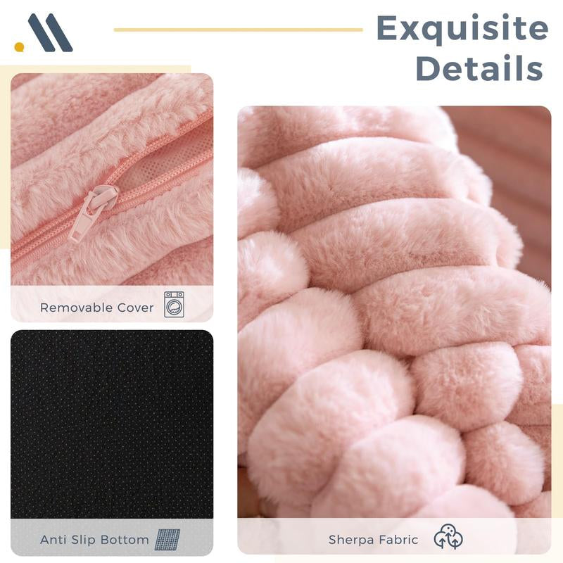 MAXYOYO Loveseat Bean Bag Sofa with Pillows and Armrests, Striped Floor Bean Bag Chair for Adults, Upholstered Loveseat Boneless Couch Fluffy Bean Bag Couch for Bedroom Living Room