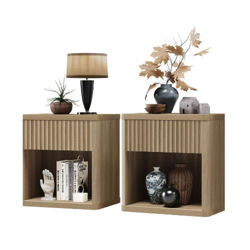 SICOTAS Nightstand Set of 2 with Drawer, Modern Wide Bedside Table for Bedroom, 22.7 X 15.4 X 24.1 Size Mid-Century End Table with Storage, Sturdy Night Stand for Sofa, Couch, Living Room, Office