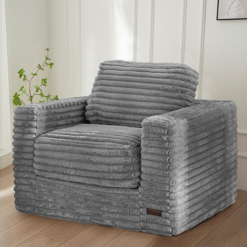 MAXYOYO Loveseat Bean Bag Sofa with Pillows and Armrests, Striped Floor Bean Bag Chair for Adults, Upholstered Loveseat Boneless Couch Fluffy Bean Bag Couch for Bedroom Living Room