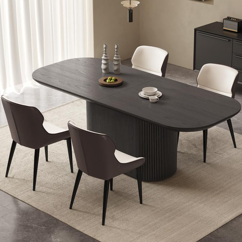 (Multiple Packages) Guyii Black Grey Oval Dining Table Set with 4-8 Chairs Modern Kitchen Table Sturdy Base Spacious Top Easy Assembly Perfect for Dining Room Bar Living Room Wooden Tabletop