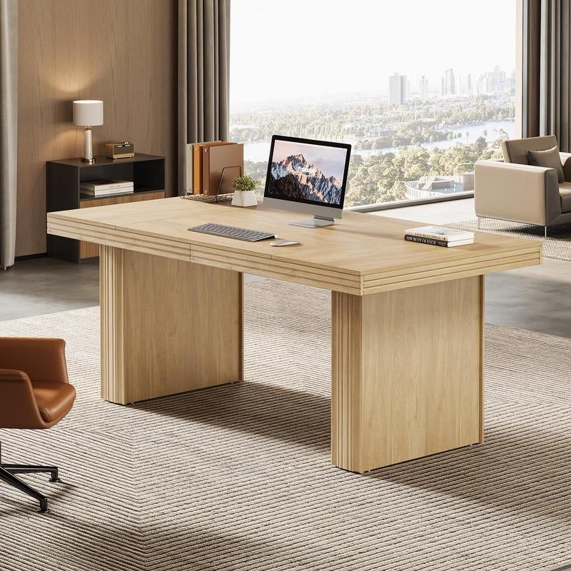 Tribesigns Executive Desk 63", Large Office Computer Desk with Heavy-Duty Legs & Thickened Desktop, Elegant Workstation for Study & Conference