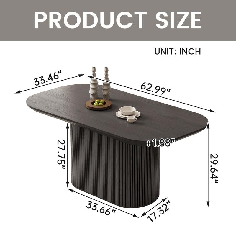 (Multiple Packages) Guyii Black Grey Oval Dining Table Set with 4-8 Chairs Modern Kitchen Table Sturdy Base Spacious Top Easy Assembly Perfect for Dining Room Bar Living Room Wooden Tabletop