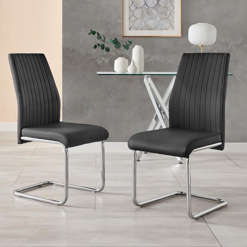 Lazarus Modern Padded Faux Leather & Chrome Leg Kitchen Dining Chairs Modern Design