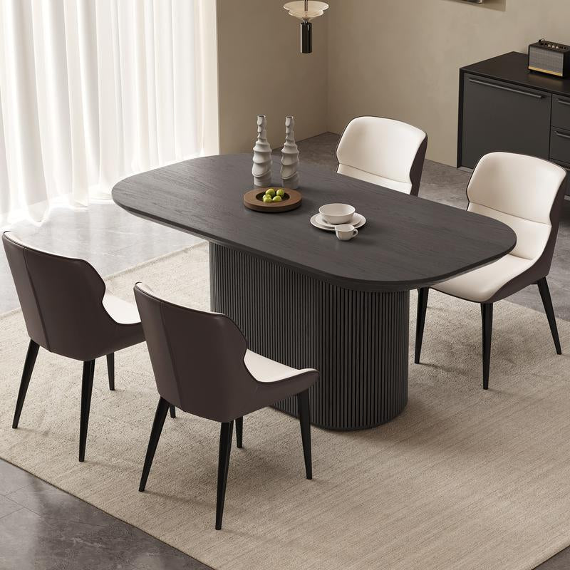 (Multiple Packages) Guyii Black Grey Oval Dining Table Set with 4-8 Chairs Modern Kitchen Table Sturdy Base Spacious Top Easy Assembly Perfect for Dining Room Bar Living Room Wooden Tabletop