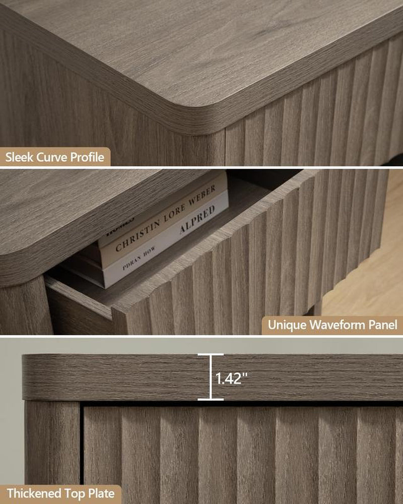 SICOTAS Nightstand Set of 2 with Drawer, Modern Wide Bedside Table for Bedroom, 22.7 X 15.4 X 24.1 Size Mid-Century End Table with Storage, Sturdy Night Stand for Sofa, Couch, Living Room, Office