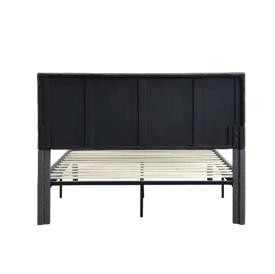 Queen Upholstered Wooden-Slat Bed Frame