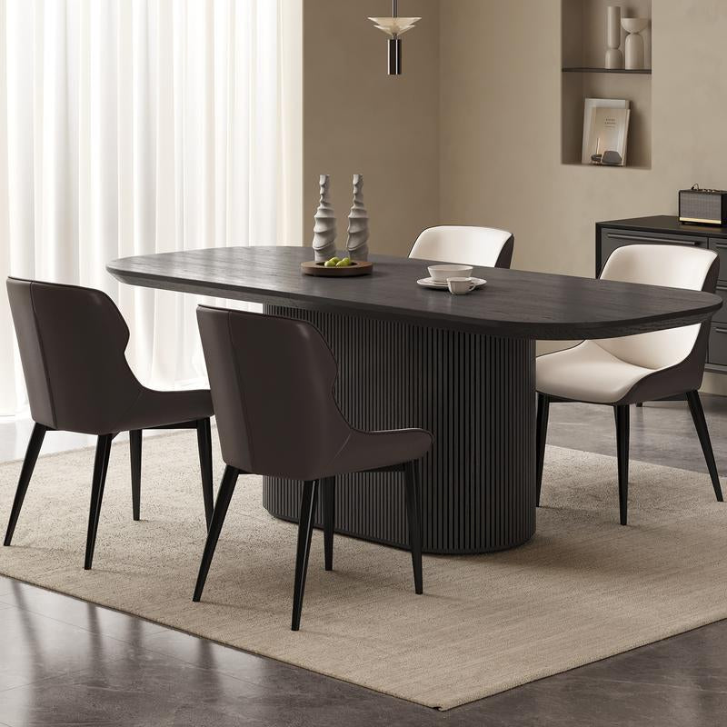 (Multiple Packages) Guyii Black Grey Oval Dining Table Set with 4-8 Chairs Modern Kitchen Table Sturdy Base Spacious Top Easy Assembly Perfect for Dining Room Bar Living Room Wooden Tabletop