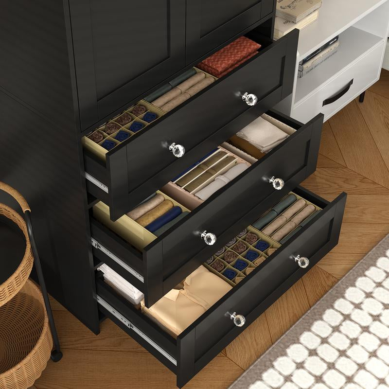 VOWNER Freestanding Wardrobe, 71" High Closet with 2 Doors and 3 Drawers, Bedroom, Living Room