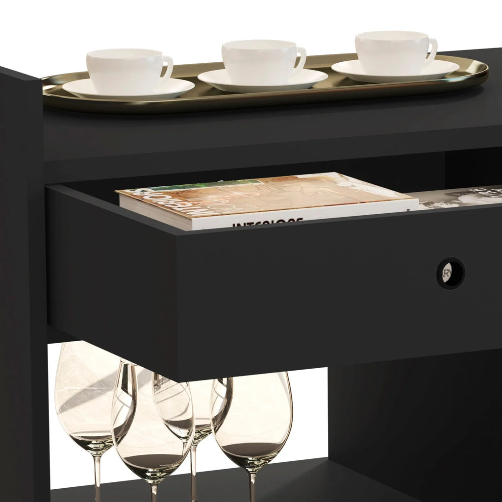 Boahaus Evershot Bar Cabinet with Open Shelves & Wooden Legs | Modern Design