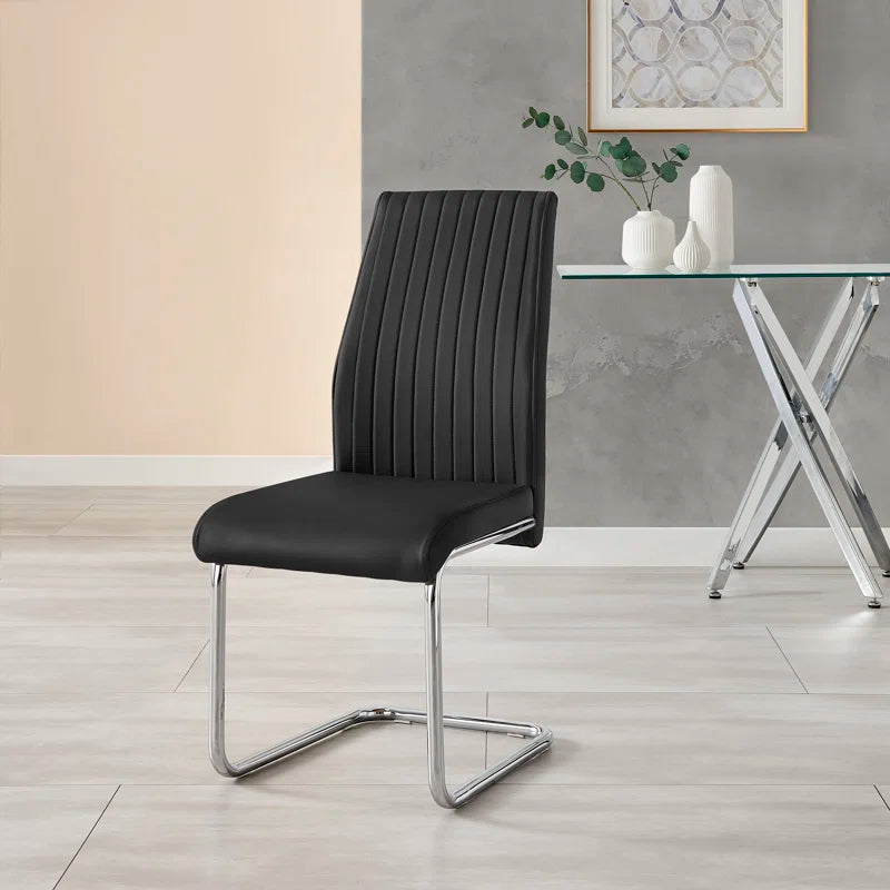 Lazarus Modern Padded Faux Leather & Chrome Leg Kitchen Dining Chairs Modern Design