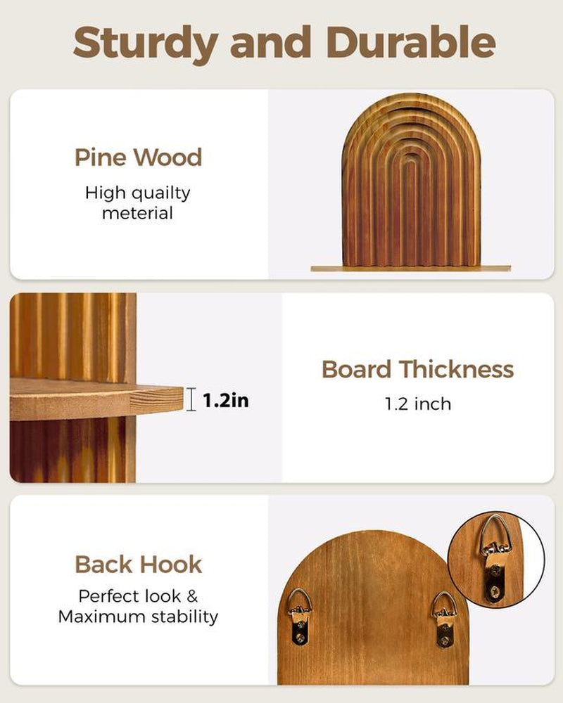 Bamworld Boho Wall Decor Brown Plant Wall Shelf, Mid Century Modern Decor Hanging Plant Shelf, 2-Tier Wooden Floating Shelves Shelving Unit for Home, Living Room, Office Holding Planter Decoration Christmas Decorations Halloween Gifts, Christmas Gifts