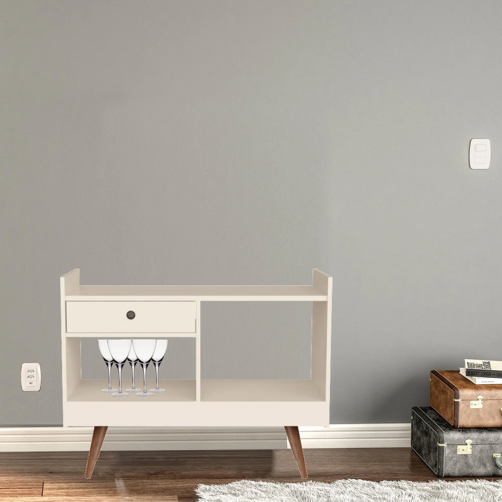 Boahaus Evershot Bar Cabinet with Open Shelves & Wooden Legs | Modern Design