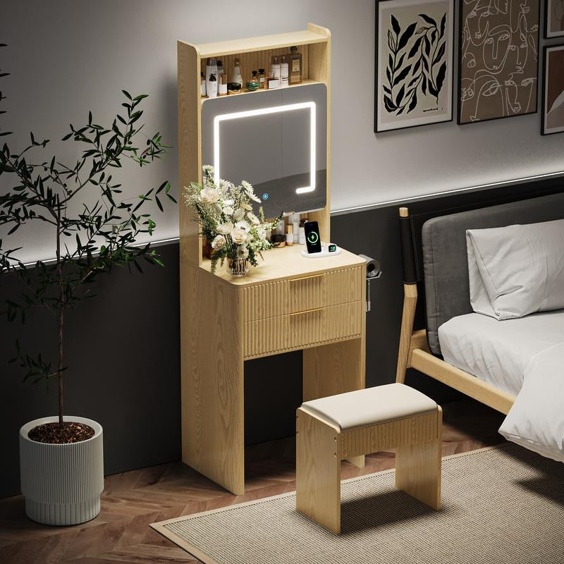 TOKSOM 3 in 1 Vanity,Wood Small Vanity Desk with Mirror and Lights,Make up Vanity with Drawers and Storage,Modern Dressers for Bedroom,Black,21.65X15.74X62.79 in Teen Gift Girl Rooms Furniture Large Vanity Table Mid Century Coffee Table Vanity Set