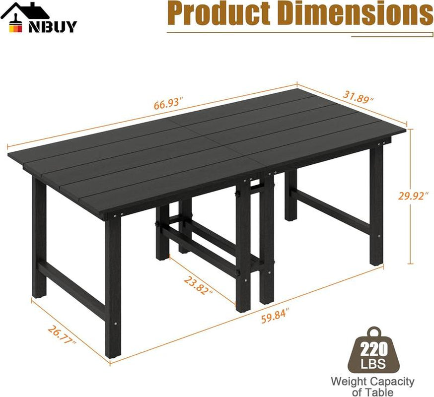 Anbuy Patio HDPE Dining Table Set, 5-Piece Outdoor Dining Table Sets, 2 in 1 Outdoor Furniture Table and 4 Outdoor Chairs for Garden, Backyard, Poolside, Easy Assembly,