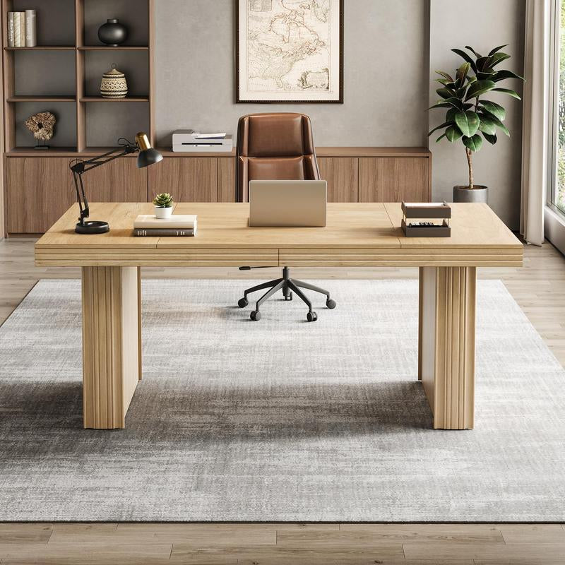 Tribesigns Executive Desk 63", Large Office Computer Desk with Heavy-Duty Legs & Thickened Desktop, Elegant Workstation for Study & Conference