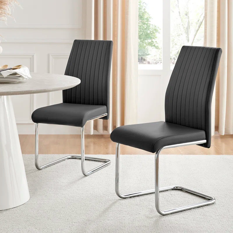 Lazarus Modern Padded Faux Leather & Chrome Leg Kitchen Dining Chairs Modern Design