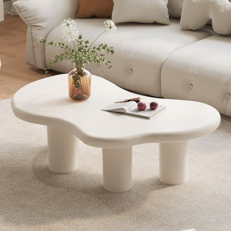 (2 Packages) Guyii Cloud Coffee Table Irregular Cream White Modern Center Table for Living Room Indoor Tea Table with 4 Legs Easy Assembly Whimsical Design