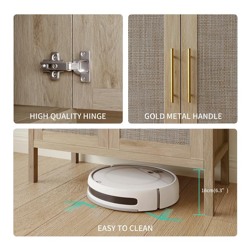 VOWNER 31.5'' Rattan Storage Cabinet for Hallway Living Room Buffet Cabinet Sideboard Cupboard