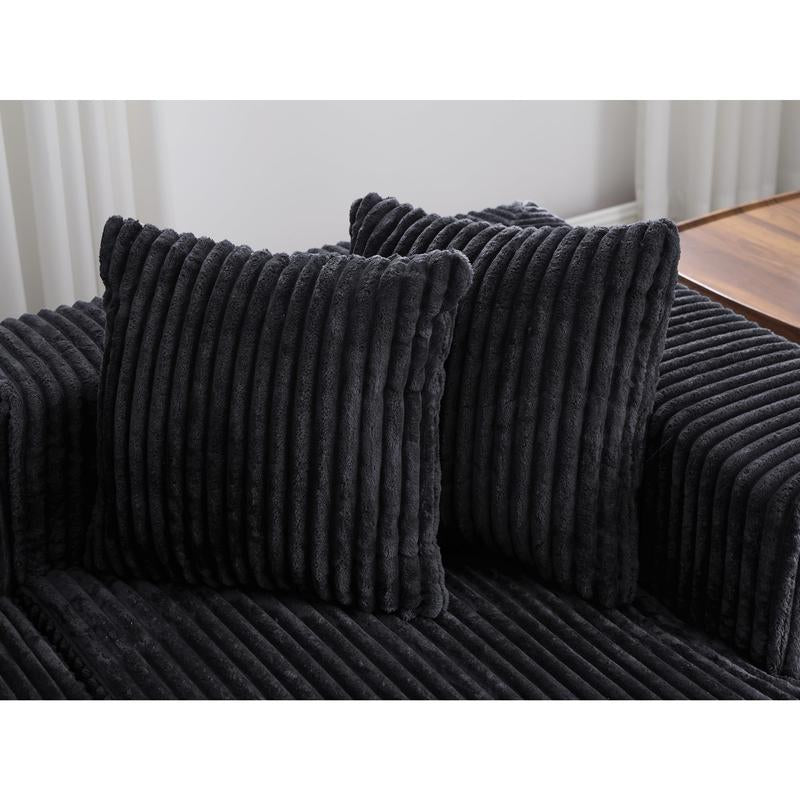 The Cloud Couch 132 Inch Modular U-Shaped Sofa with Fluffy Plush Corduroy Fabric Convertible Sofa Bed Recliner for Living Room & Bedroom Comfortable Boneless Couch with Soft Throw Pillows