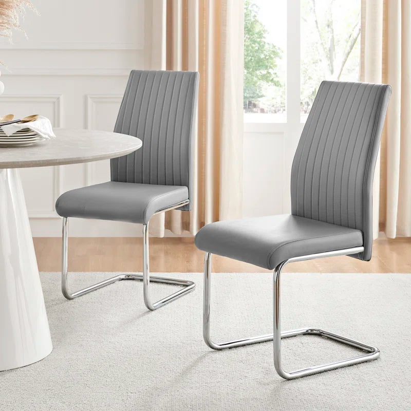 Lazarus Modern Padded Faux Leather & Chrome Leg Kitchen Dining Chairs Modern Design