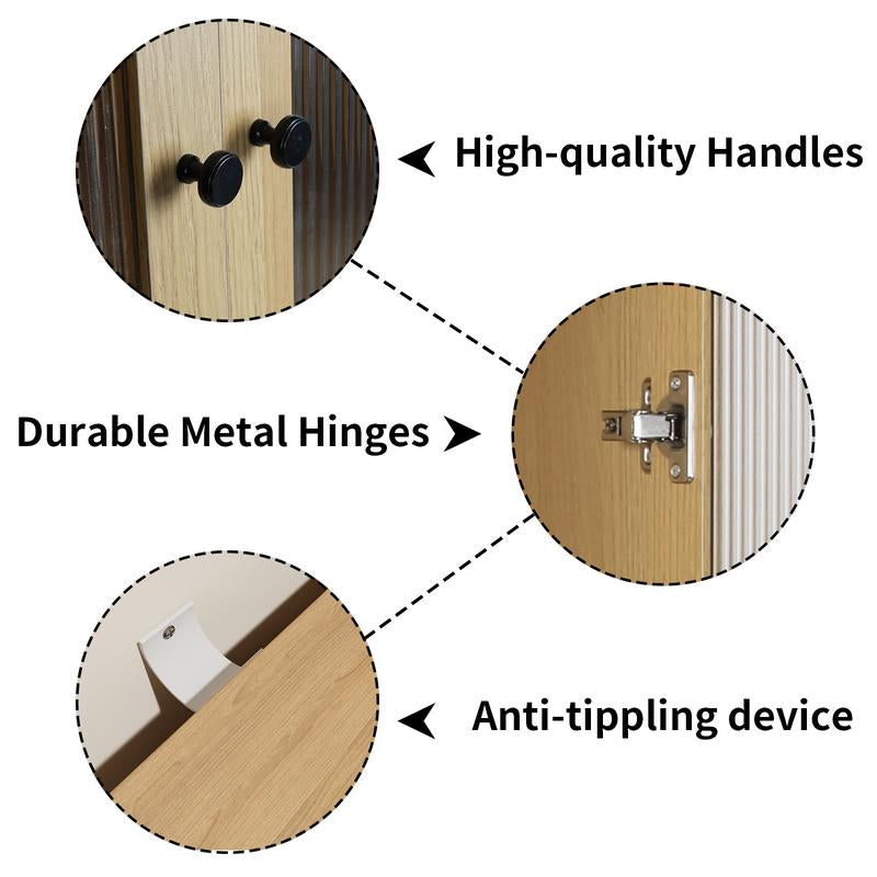 VOWNER 64.17" Tall Kitchen Pantry Storage Cabinet with 2 Glass Doors, 3 Shelves and 2 Drawers, Storage Cabinets Furniture Organizer Fathersdaygift