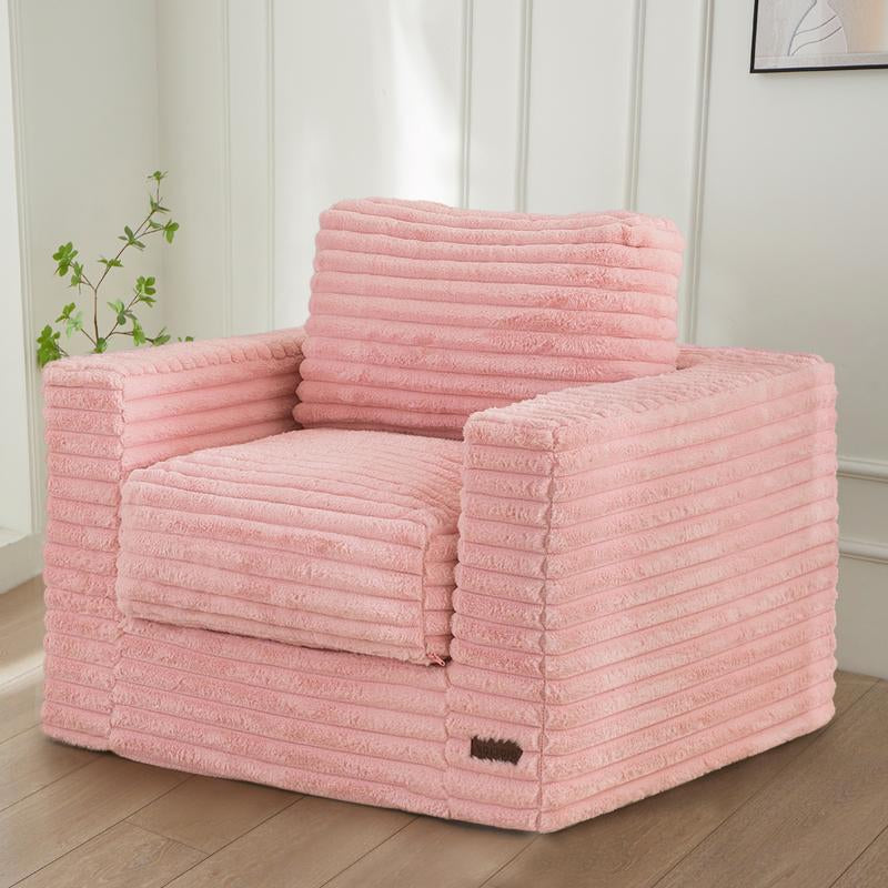 MAXYOYO Loveseat Bean Bag Sofa with Pillows and Armrests, Striped Floor Bean Bag Chair for Adults, Upholstered Loveseat Boneless Couch Fluffy Bean Bag Couch for Bedroom Living Room
