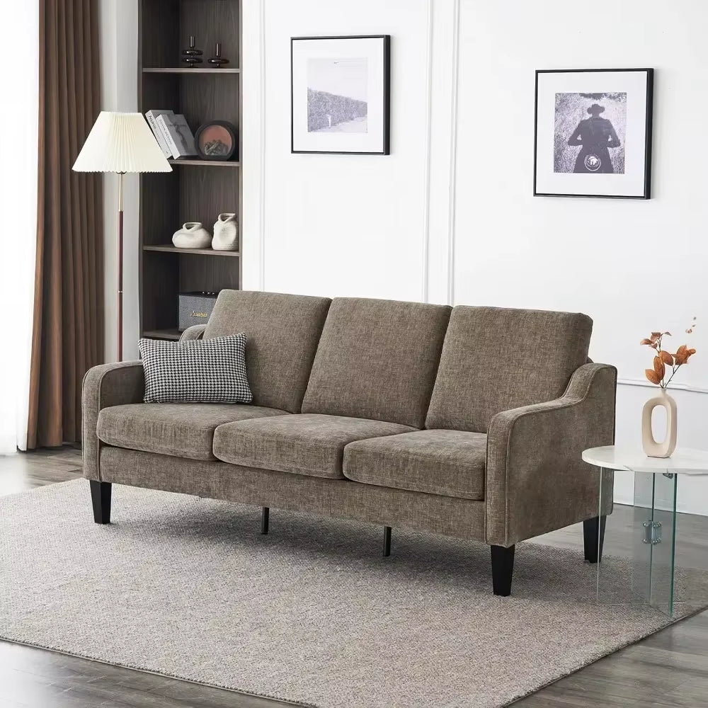 Sofas for Living Room Couch 71" Small Sofa Brown Couch Mid Century Modern Couches 3 Seater Comfy Couch Upholstered