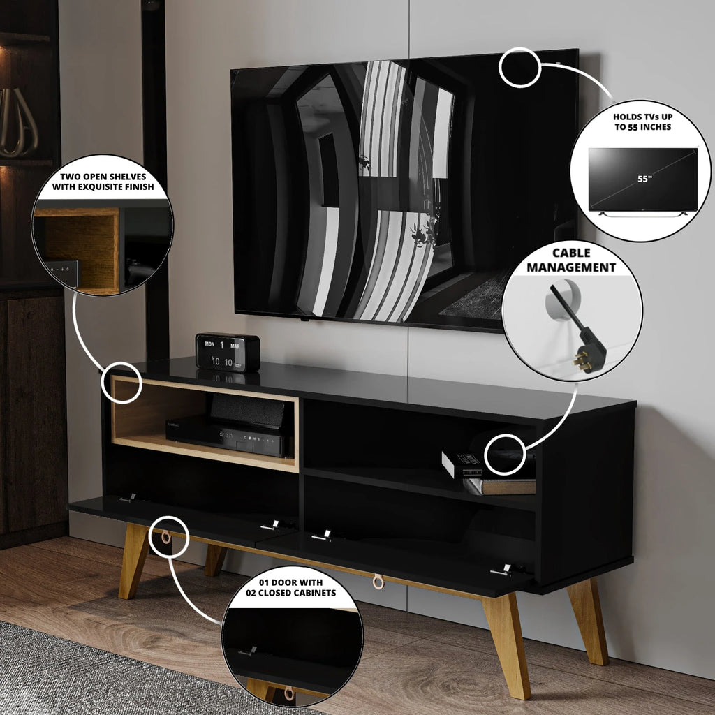Boahaus Baltimore TV Stand | Modern Elegance with Storage for 55" Tvs